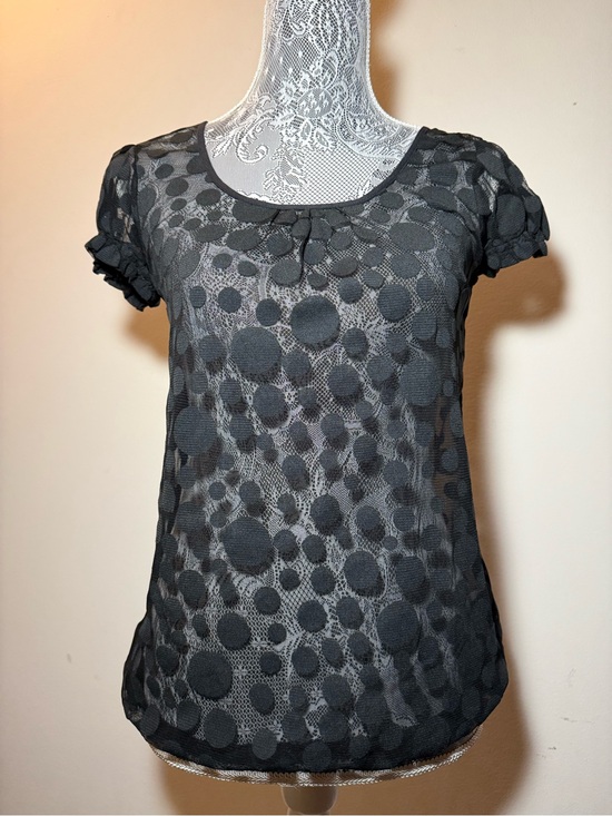 The Limited Tops - ⭐️ 3/$20 The Limited Women’s Black Polka Dot Short Sleeve Mesh Top size small